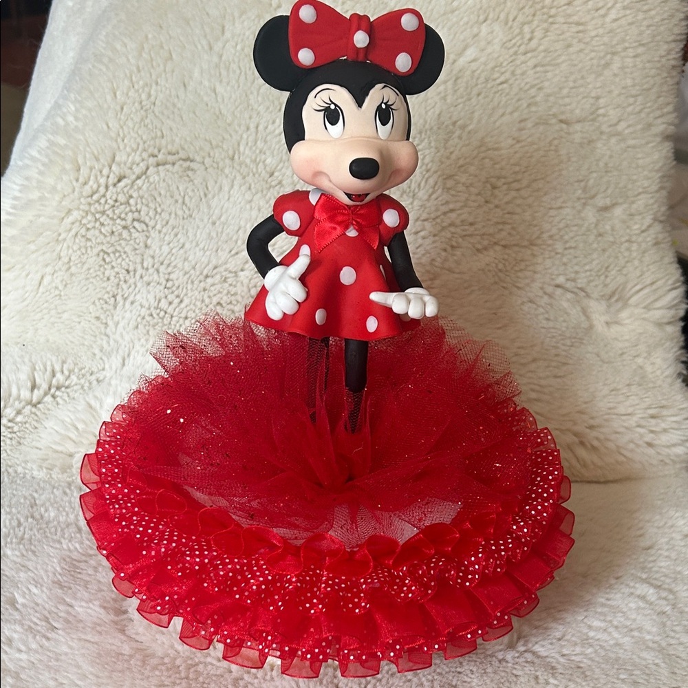 Charming Red Polka Dot Figurine made of cold Porcelain hand made